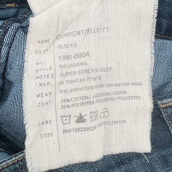 Current/Elliott The Legging Super Stretch Deep Skinny Jeans Size 26 (0) Women's - Picture 4 of 5